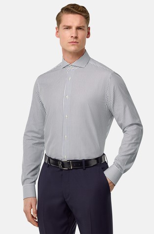 Slim fit črtasta srajca iz poplina