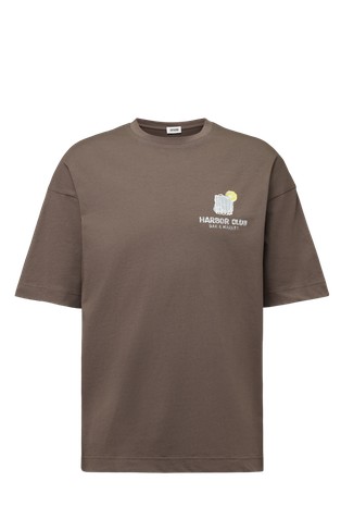 Relaxed fit bombažna majica s potiskom spredaj in zadaj