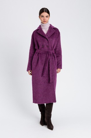 Double-breasted coat with belt