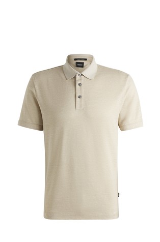 Knit polo shirt in cotton and linen
