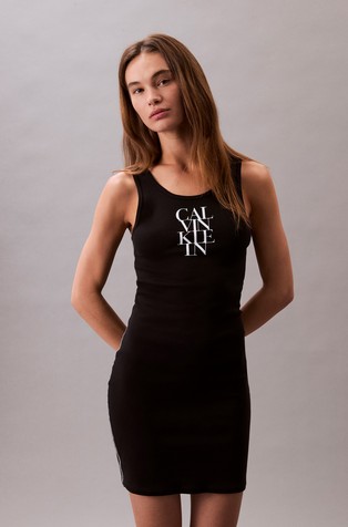 Logo Graphic Ribbed Tank Dress