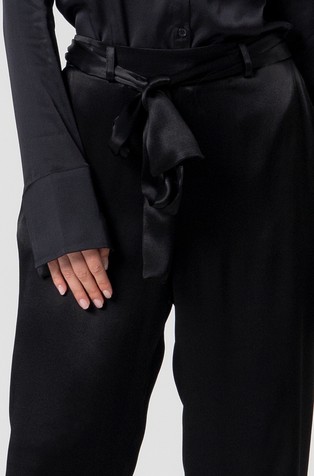 FRACOMINA Viscose satin pants Black 4