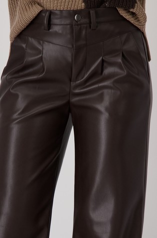 MONARI Imitation leather wide-leg trousers Espresso 5