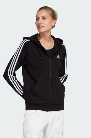 Essentials 3-Stripes bombažna jopa s kapuco