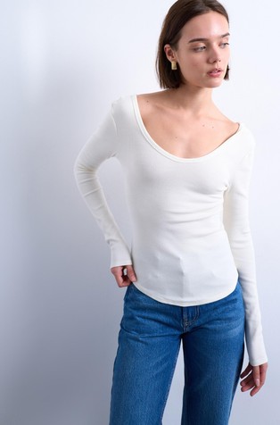 TSWENDY long-sleeved V-neck top