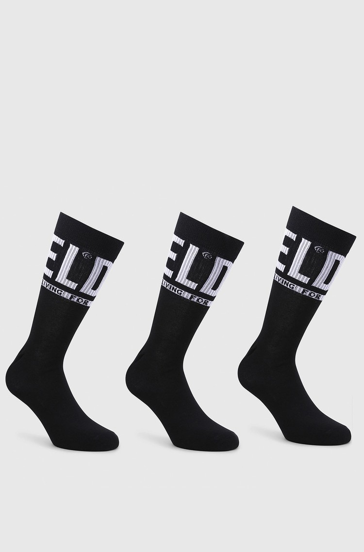 DIESEL Paket 3 parov nogavic z logotipom Črna - Black 