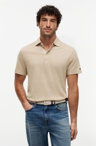 Polo majica s kratkimi rokavi iz bombaža in lana
