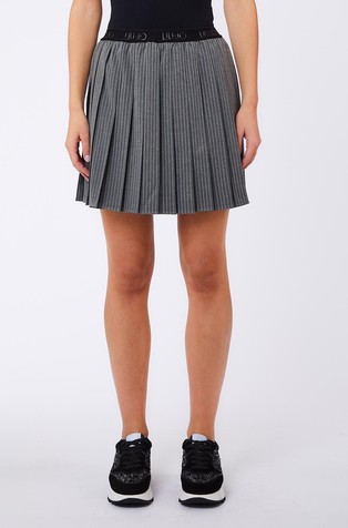 Pinstriped plisse skirt