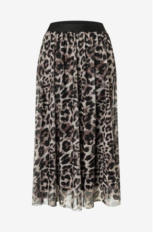 Midi skirt with leopard print