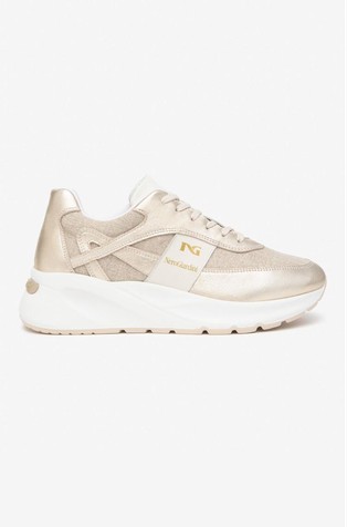 Leather and Synthetic Fabric Sneakers