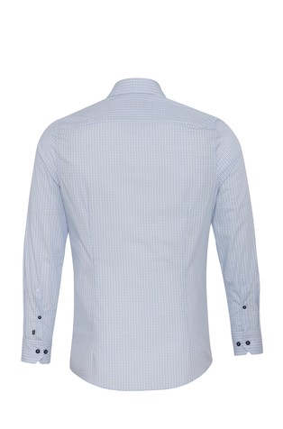 PURE H.TICO Slim fit City vzorčasta srajca z dolgimi rokavi Modra - Light Blue 2