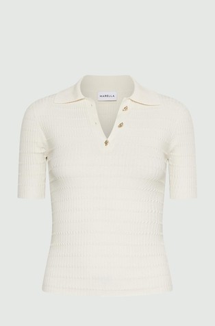 Pletena polo majica s kratkimi rokavi iz viskozne mešanice