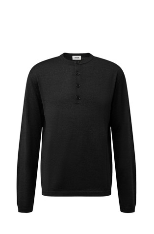 Pleten volnen pulover s henley ovratnikom