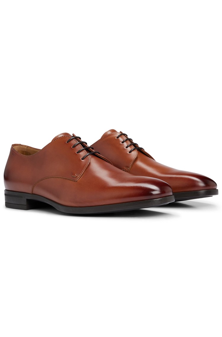 HUGO BOSS Leather Derby shoes with rubber sole Brown 