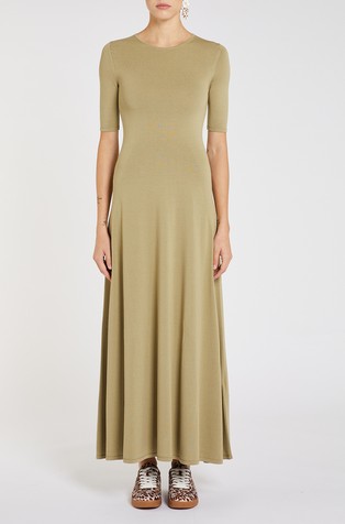 Pletena obleka s kratkimi rokavi iz viskozne mešanice