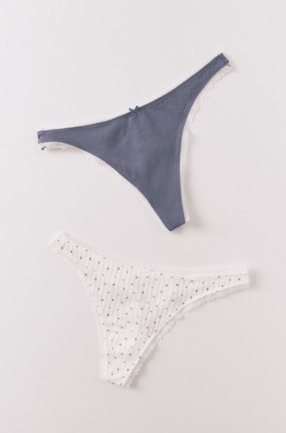 Stretch cotton 2-pack thongs