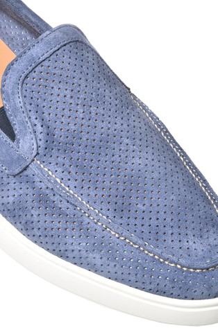 BALDININI Cerulean perforated suede slipper Cerulean Blue 4