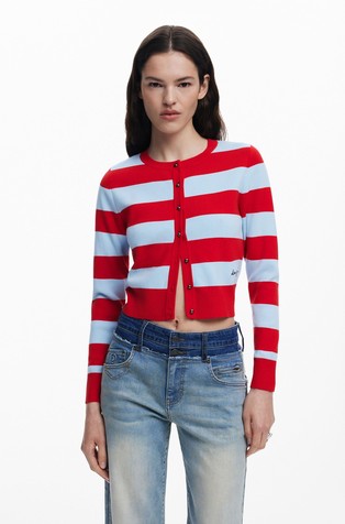 DESIGUAL Ravne jeans hlače z navideznim dvojnim pasom Modra - Blue 6