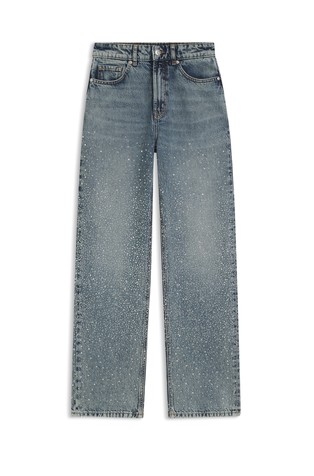Straight-leg jeans with rhinestone embellishments