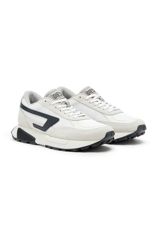 DIESEL Low-top sneakers in mesh, suede and leather White/Black 3