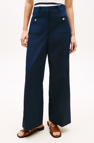 Cotton-blend Wide Leg Chinos