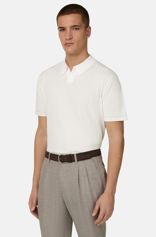 Cotton Crêpe Knit Polo Shirt