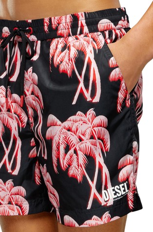DIESEL Mid-length swim shorts with palm print Pink/Black 3