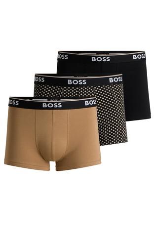 Three-pack of logo-waistband trunks in stretch cotton