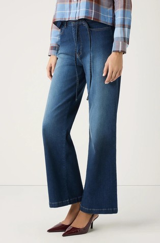 Wide jeans with drawstring