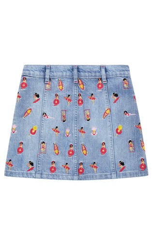 GUESS Denim skirt with embroideries Blue 2