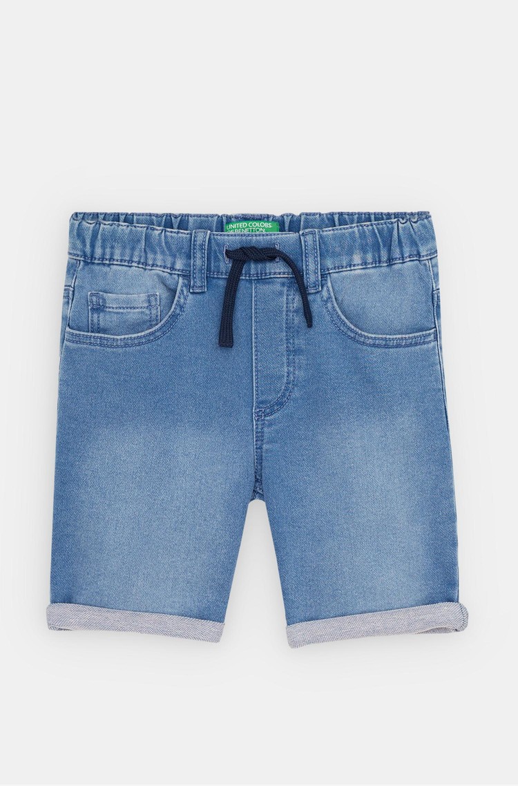 BENETTON Bermuda hlače iz elastičnega denima Modra - Light Blue 