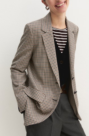 Long houndstooth blazer