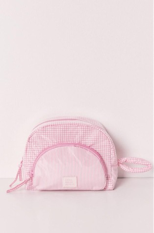 Vzorčasta kozmetična torbica s stranskim ročajem