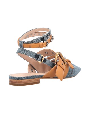 PINKO Denim slingbacks with rhinestones Blue / Brown 3