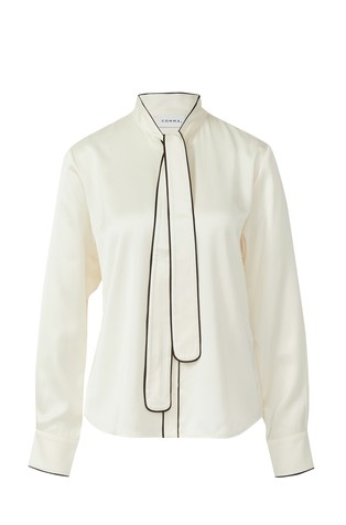 Satenasta bluza s trakoma za zavezovanje v pentljo