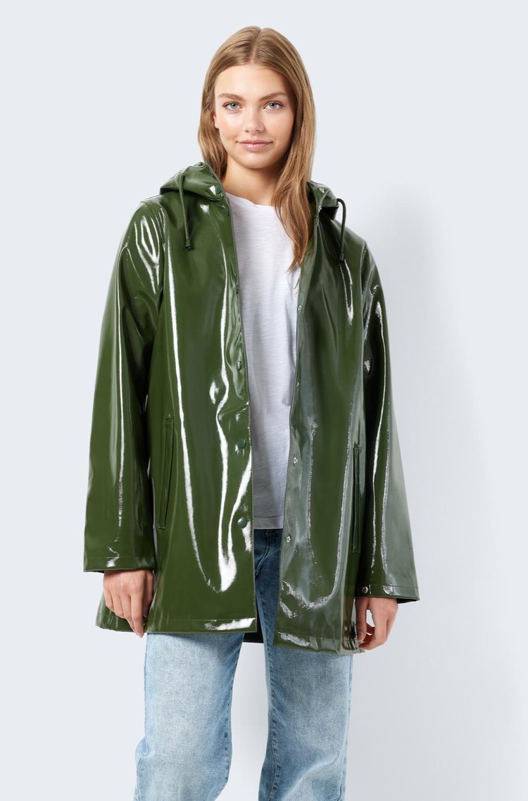 NOISY MAY NMSKY water-repellent vinyl coat Dark Green 