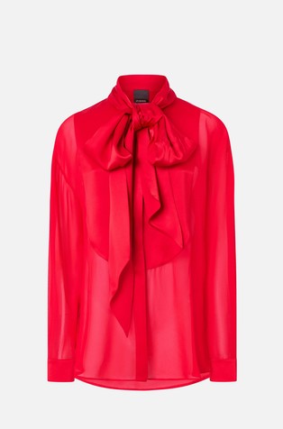 Elegant sheer shirt with satin insert