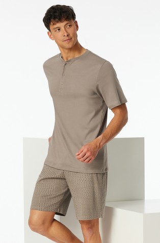 SCHIESSER Fine Interlock - pižama s kratkimi rokavi Bež - Beige 4