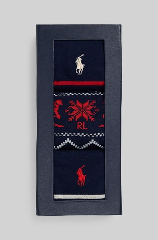 RALPH LAUREN Darilni paket 3 parov nogavic iz bombažne mešanice Večbarvna - Multi 2