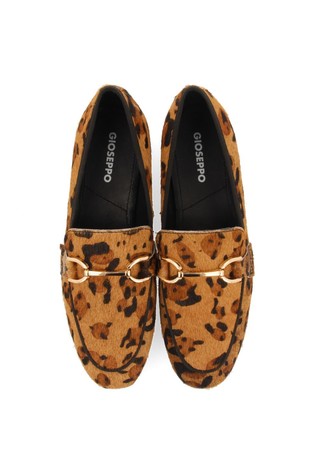 GIOSEPPO Usnjeni loafer čevlji z leopardjim vzorcem Rjava - Brown 4