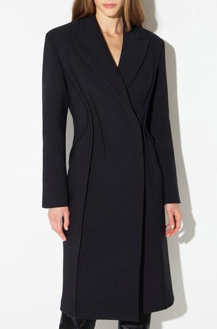Slim fit plašč iz dvoslojne krep tkanine