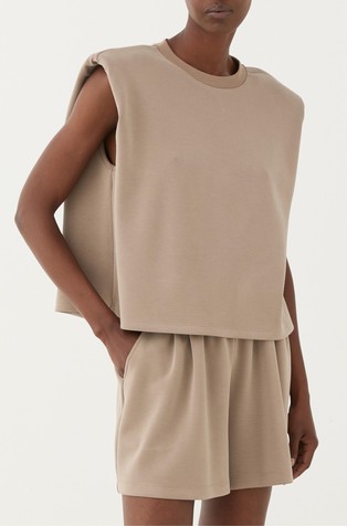 Sleeveless top with padded shoulders