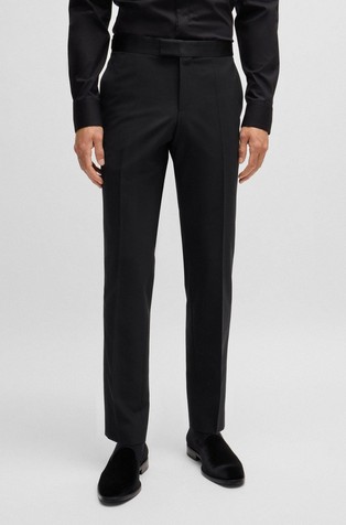 Slim-fit tuxedo trousers in stretch wool