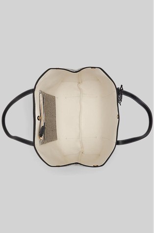 RALPH LAUREN Emerie večja platnena torba z usnjenimi obrobami Siva - Gray 4