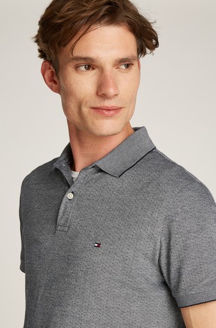 TOMMY HILFIGER Regular fit polo majica z žakarskim mikro vzorcem Modra - Blue 4