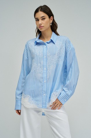 Striped shirt with lace