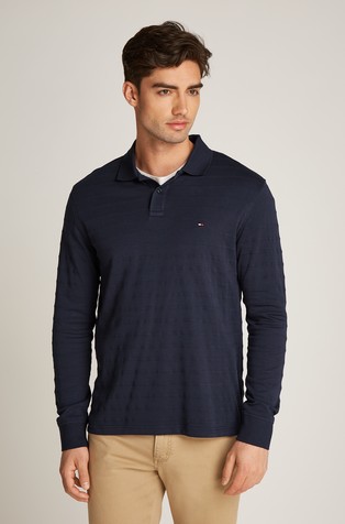 Regular fit črtasta polo majica z dolgimi rokavi