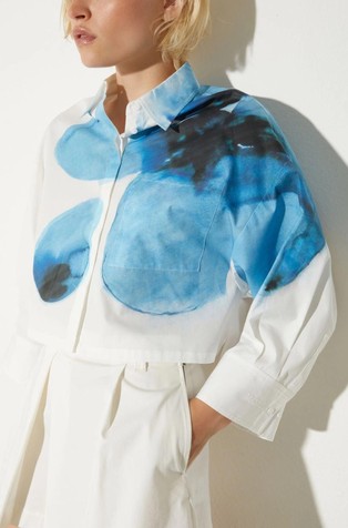 Cropped srajca iz bombažnega poplina