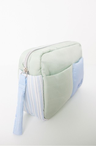 WOMEN'SECRET Medium nylon toiletry bag with striped print Green / Blue 5