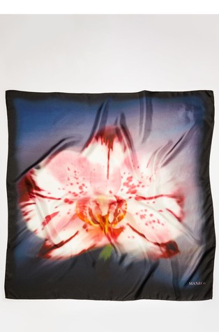 Silk twill scarf with floral print
